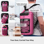 5/10/25/30/40L Waterproof Dry Backpack & Phone Case- Large Floating Dry Bag for Kayaking, Travel, Hiking, Fishing, Camping, Motorcycles & Beach, Heavy-Duty Roll Top Men/Women (Pink) (25l+ Pink / 30L)