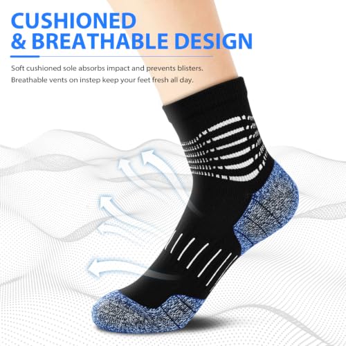 Ankle Compression Socks for Men Athletic Running Socks with Cushioned Support 3 Pairs (X-Large / Cushioned‑black+white+grey(3 Pairs))