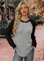 Womens Tops Long Sleeve Shirts Sweaters for Women Fall Teacher Outfits (Small / Black Grey)