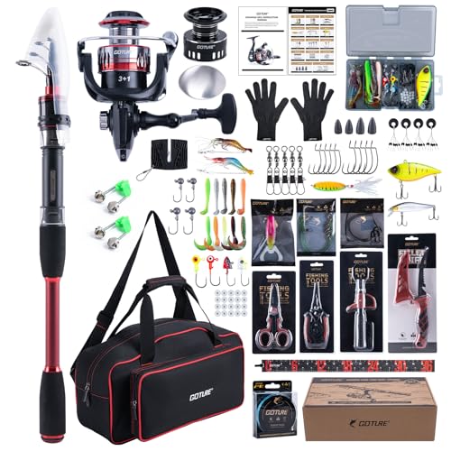 6FT 24T Telescopic Fishing Rod & Reel Combo Kit Freshwater Bass (Red - 1 Rod & 1 Reel Surf Fishing Combo / 1.8M/6FT)