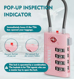 TSA Approved Luggage Locks with Search Alert Indicator (Pink)