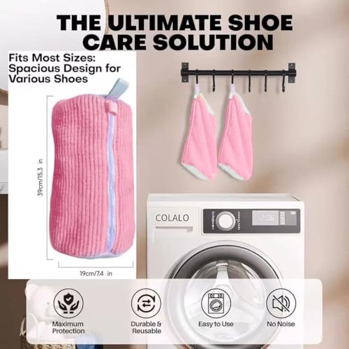 Laundry Shoe Bags for Washing Machine (Pink-2Pcs)