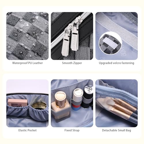 Travel Makeup Bag Cosmetic Bags for Women (D-2-Black)