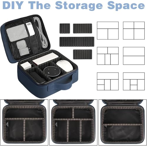 Cord Organizer Case with Adjustable Divider (Blue / Medium)