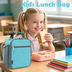 Kids Lunch box Insulated Soft Bag Mini Cooler Back to School Thermal Meal Tote Kit for Girls (Sea Blue)