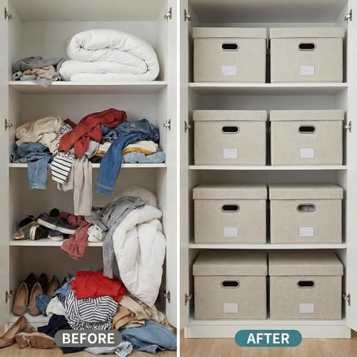 Storage Bins with Lids [3 (Beige / XL(3-Pack))