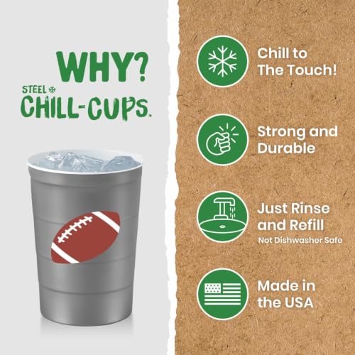 16 oz. Reusable Party Cups (Football Gray / 12 Count)