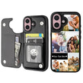 Custom Wallet Phone Case for iPhone 16 (Black-D / iPhone 16)