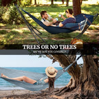 Combo x2 Hammocks with Stand for Outside & Tree Straps (Combo - Aegean)
