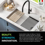 Metallic White 32 in Undermount Granite Kitchen Sink KGUW1 (White / 32 Inch / Sink)
