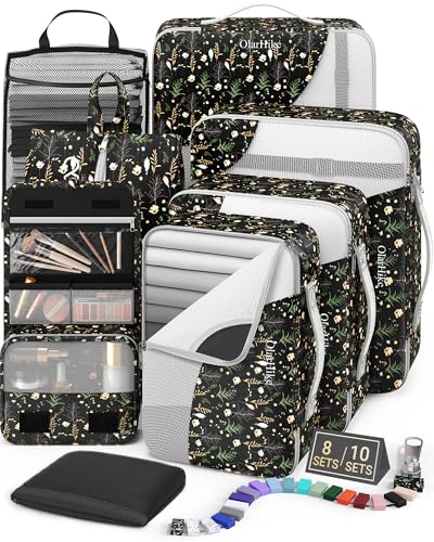 Packing Cubes for Travel (14 Black Flower)