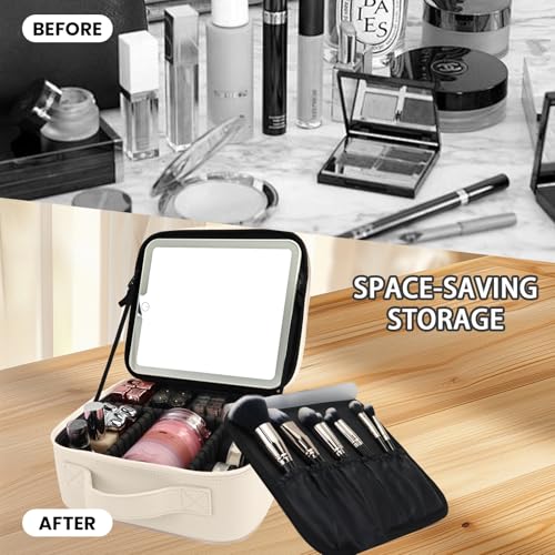 Makeup Bag with Mirror (White / Makeup bag with LED lights)