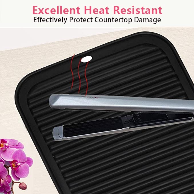 Large Heat Resistant Mat for Hair Tools, Hot Iron Holster, Hot Tools Mat for Curling Iron, Flat Iron, Hair Styling Tools Appliances Dryer Salon Tools Stylist (Daytona Gray)