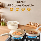 21PCS Pots and Pans Set Nonstick Cookware Set with Detachable Handle (Cream White / 21PCS-Standard)