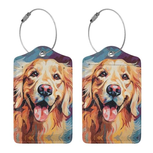 Dog Leather Luggage Tag with Stainless Steel Ring (2 PCS / Dog)
