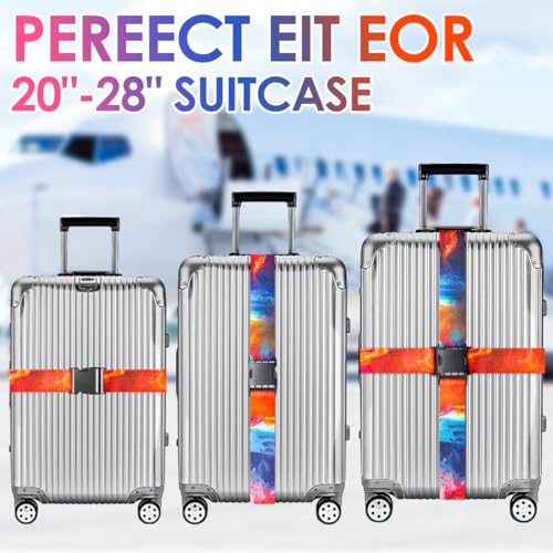Luggage Straps for Suitcases Adjustable Travel Belt (Sun orange)