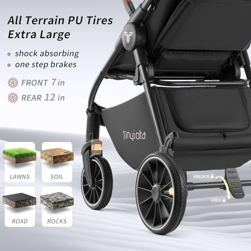 Baby Stroller with UPF 50+ Canopy (Black)