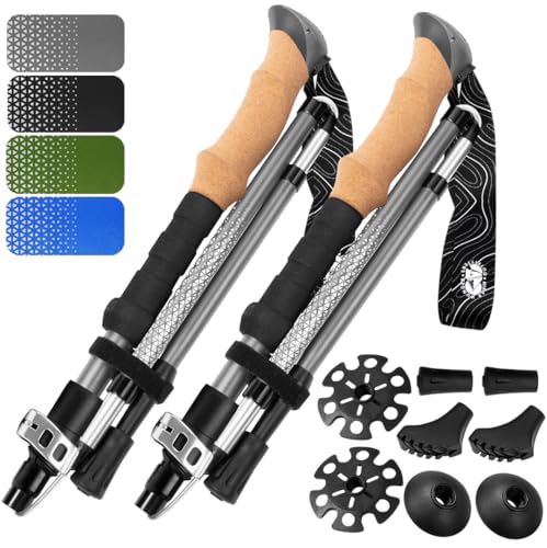 Premium Foldable Hiking Poles by USA Brand (Cork - Gray / 115-135 cm for Height: 5'10" and taller)
