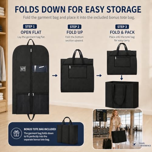 43 Inch Gusseted Garment Bag for Closet Storage and Workwear Organization (Garmentbag 43INCH 1 pack)