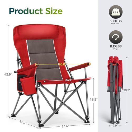 Oversized Camping Chair for Adult Lawn Chair for Outdoor Camping (Red-2)