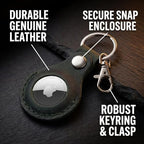 Toprank Leather Keychain Holder Compatible with Apple AirTag (Green)