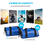 Waterproof Bag Duffel Bag 20L 30L 40L with Welded Seams Shoulder Straps (Blue / 20L)