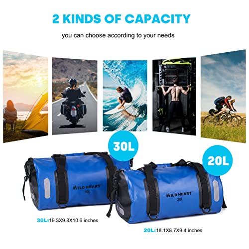 Waterproof Bag Duffel Bag 20L 30L 40L with Welded Seams Shoulder Straps (Blue / 20L)