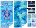 Microfiber Beach Towel (2 Pack Turtle Blue Leaves Mo / 32x71 Inch)