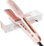 Fashion Pink Infrared 2 Inch Hair Straightener,2 Inch Wide Professional Ceramic Tourmaline Flat Iron with Big Temp Display,140F-450F Degree,Dual Voltage
