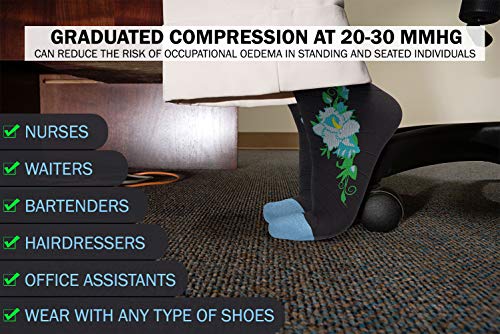 Physix Gear Compression Socks (Black/Blue Flower / Small-Medium)
