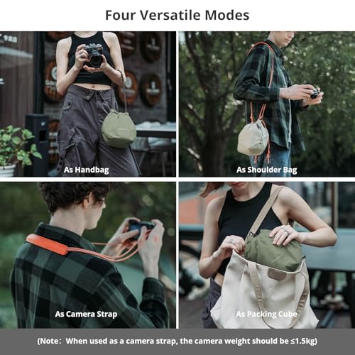 OneGo Drawstring Small Camera Bag Soft Cute Camera Pouch Handbag (Forest)