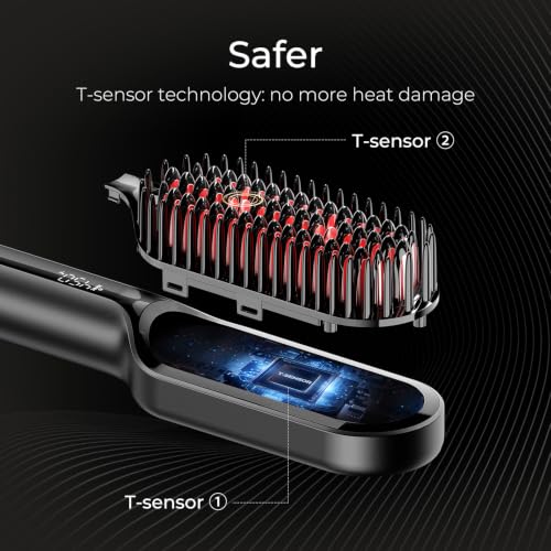 Hair Straightener Brush (Black / 2.0 Inch)