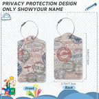 Set of 2 Luggage Tags for Suitcases (Passport Travel Stamps)