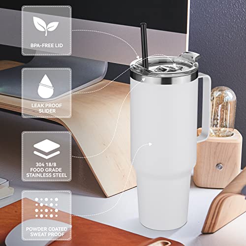 40 oz Stainless Steel Tumbler with Handle (White / 40 Ounces)