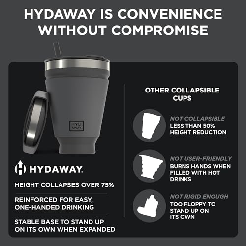Collapsible Insulated Tumbler 16oz (16 Ounces / Jet Black)