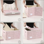 Extra Large Collapsible Storage Boxes with Lids Fabric Decorative Storage Bins Cubes Organizer Baskets with Cover Handles Divider for Bedroom Closet Living Room 19.6x15.7x11.8 Inch 3 Pack (Pink / X Large(3-Pack))