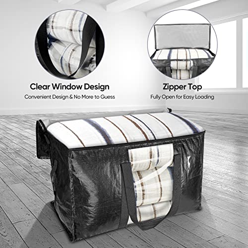 2 Pack Oversized Moving Bags with Reinforced Handles (2-Pack / Black-window)