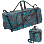 Expandable Rolling Duffel Bag with 2 Wheels Foldable Duffel Bag for Travel Carry on Duffel Bag with Wheels (Graffiti-blue)