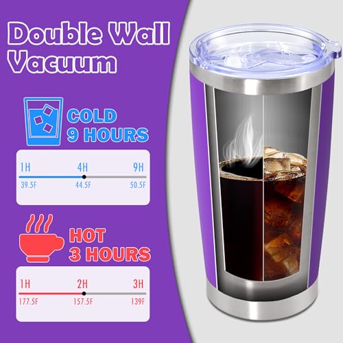 20oz Tumbler Stainless Steel Tumbler Coffee Tumbler with Lid Purple (Purple)