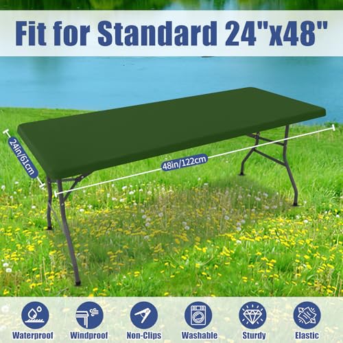 2 Pack Rectangle Spandex Fitted Table Cloth (Olive Green / 48" x 24" (Rectangular))