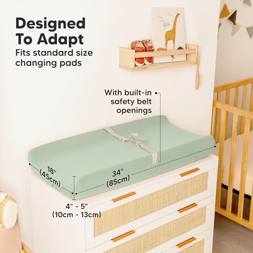 2 Pack Organic Changing Pad Covers for Girl (Sage)