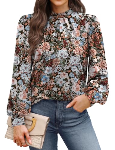 Long Sleeve Shirts for Women Fall Outfits for Women 2026 Business Casual Tops Blouses Dressy Casual Early Fall Fashion Clothing School Outfits for Teachers Work Clothes Trendy (05 - Vintage Pink Floral / Small)