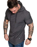 Mens Fashion Hoodies Sport Pullover Solid Color Shirt Workout Lightweight Tops Dark Grey XX (XX-Large / Dark Grey1)