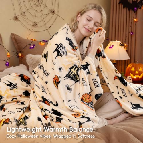 Halloween Fleece Blanket King (Halloween Pumpkin Cat / King(108" X 90"))