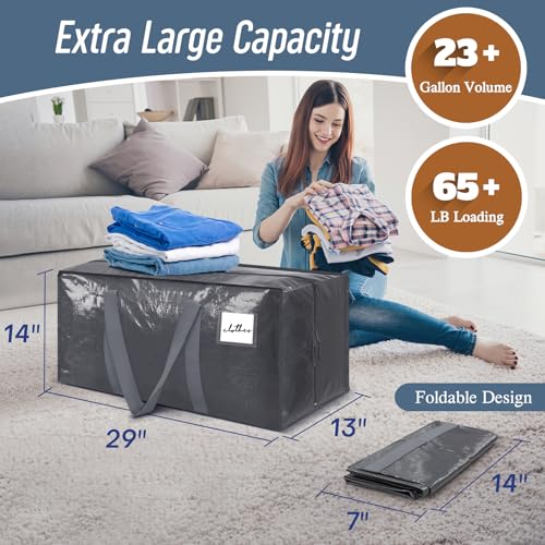 6 Pack Extra Heavy Duty Large Moving Bags with Strong Zipper (Gray / 6 Pack)