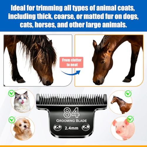 T84 Dog Grooming Replacement Blades Compatible with Andis Dog Clippers (Black-T84 / Black)