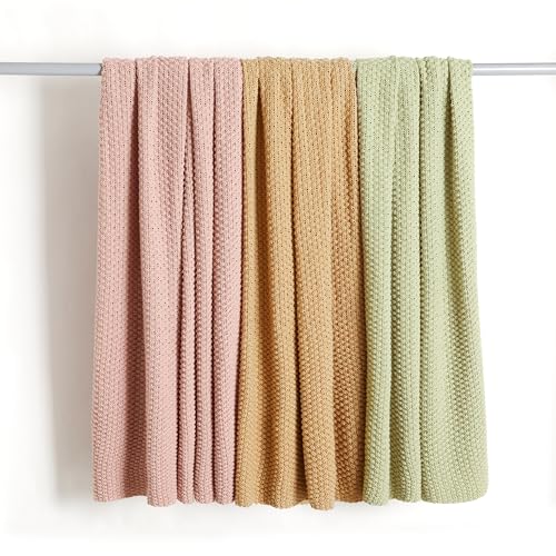 Chunky Cable Knit Throw Blanket for Couch (Knitted / Dusty Rose)