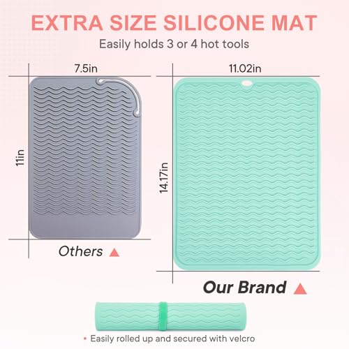 Oversize Silicone Heat Resistant Mat for Hair Tools (Mint Green)