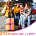 Luggage Straps for Suitcases Adjustable Travel Belt (Purple-red tree)