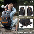 Black Canvas Camera Backpack (Black Canvas / Canvas Bag Flap)